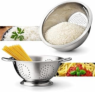 Kit Escorredor de Macarrão e Lavador de Arroz Inox